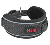 Collar para Perros Halti Anatomía - Collar de Diseño Ancho Recomendado por los Veterinarios para Aliviar la Presión, Ajustable, Acolchado de Neopreno, Correa y Arnés a Juego (Talla L, Gris)