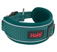 Collar para Perros Halti Anatomía - Collar de Diseño Ancho Recomendado por los Veterinarios para Aliviar la Presión, Ajustable, Acolchado de Neopreno, Correa y Arnés a Juego (Talla M, Verde Azulado)