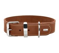 Collar para Perros HUNTER Aalborg Special, Color: Cognac, Cuero fuertemente engrasado, Costuras Decorativas en Contraste, Ideal para Deportes caninos, Talla: 80