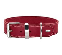 Collar para Perros HUNTER Aalborg Special, Color: Rojo, Cuero fuertemente engrasado, Costuras Decorativas en Contraste, Ideal für Deportes caninos, Hecho en Deutschland, Talla: 60