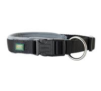 Collar para Perros HUNTER Neopreno Vario Plus, Color: Negro/Gris, Nailon Resistente con Acolchado Suave de Neopreno, Ajustable continuamente, Talla: S/2,0
