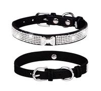 Collar para Perros, Mitad de estrás Ajustable para Perros pequeños, Gatos, Suave Microfibra, Resistente a Las lágrimas, muñecos de Brillantes, collare para Bodas, Girl Dog Fas