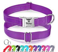 Collar para perros personalizado para perros de tamaño mediano - Collar para perros reflectante con nombre y número de teléfono grabado, collares para mascotas de nailon con liberación rápida y
