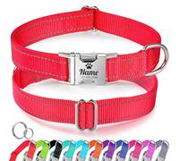 Collar para perros personalizado para perros de tamaño mediano - Collar para perros reflectante con nombre y número de teléfono grabado, collares para mascotas de nailon con liberación rápida y