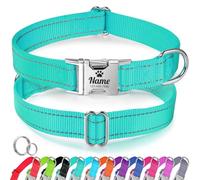 Collar para perros personalizado para perros de tamaño mediano - Collar para perros reflectante con nombre y número de teléfono grabado, collares para mascotas de nailon con liberación rápida y