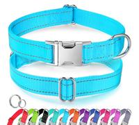 Collar para perros personalizado para perros de tamaño mediano - Collar para perros reflectante con nombre y número de teléfono grabado, collares para mascotas de nailon con liberación rápida y