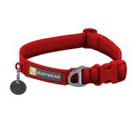 RUFFWEAR Collar de Perro Grande con Anillo en V de Aluminio, Longitud Ajustable, Tela Suave cómoda, Collar de Animal con Anillo de fijación para Correa de Perro, 51-66 cm, cañón Rojo