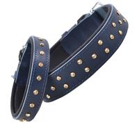 Collar para perros Swarovski de cuero azul mod. Confort de GogiPet®