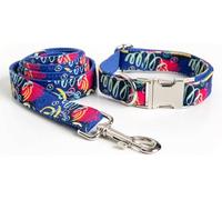 Collar para Perros, y Juego de Correa Correa for Perro con Mango Junta tórica Collar for Ajustable, Suave fácil Limpiar Hebilla liberación rápida(BLU,XS)