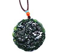 Collar pendiente verde chino negro del dragón del jade de la jadeíta