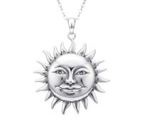 Collar pequeño de con sol sonriente y diseño de rayos de sol |LK_NLC_02709 | pendant small simple necklace nature delicate floral everyday dainty jewelry with 18 inch chain silver