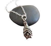 Collar pequeño de murciélago colgante de plata de ley 925 con dije de Halloween, colgante de animal realista al revés, símbolo de renacimiento, cambio de espíritu | Con cadena de 45 cm | Chapado en