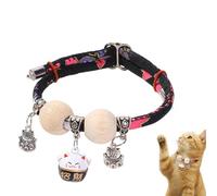 Collar Pequeño para Gatos | Collar con Cuentas De Cedro Y Cascabel para Gatito - Ajustable con Hebilla para Paseos Y Hogar Tallas S M L Razas Medianas Y Pequeñas