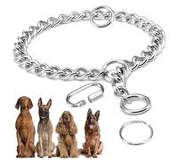 Collar Perro de Cadena de Acero Inoxidable, con Cierre de Conexión, para Perros Mediano Grande (55cm, Plata)