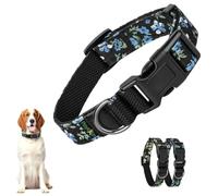 Collar Perro Mediano Collares para Perros Ajustables 35-50cm de Pana-Algodón Suave Dog Collar con Hebilla y Motivo de Flor Azul Accesorios para Perros Pequeños Medianos Grandes Adiestramiento(Negro)