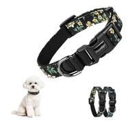Collar Perro Pequeño Collares para Perros Ajustables 25-40cm de Pana-Algodón Dog Collar con Hebilla Motivo Flor Amarillo Accesorios para Gato Cachorros Perros Pequeños Medianos Adiestramiento(Negro)