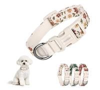 Collar Perro Pequeño Collares para Perros Ajustables 25-40cm de Pana-Algodón Dog Collar con Hebilla Motivo de Flore Accesorios para Gato Cachorros Perros Pequeños Medianos Adiestramiento(Amarillo)