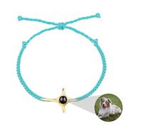 Collar personalizable con proyección de cruz con foto, pulsera tejida con personalidad, conmemorativa, cumpleaños, día de San Valentín, regalo personalizado (B)