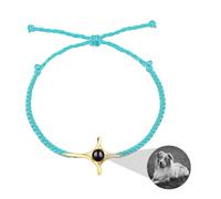 Collar personalizable con proyección de cruz con foto, pulsera tejida con personalidad, conmemorativa, cumpleaños, día de San Valentín, regalo personalizado (C)