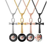 Collar personalizado con alas de ángel con imagen en el interior, collar personalizado de proyección de fotos, collar con colgante de cruz con texto en inglés "I Love You", para mujeres y madres