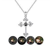 Collar personalizado con alas de ángel con imagen en el interior, collar personalizado de proyección de fotos, collar con colgante de cruz con texto en inglés "I Love You", para mujeres y madres