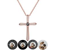 Collar personalizado con alas de ángel con imagen en el interior, collar personalizado de proyección de fotos, collar con colgante de cruz con texto en inglés "I Love You", para mujeres y madres