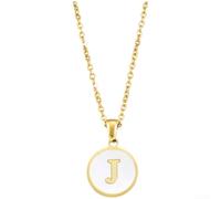 Collar personalizado con inicial chapado en oro con revestimiento epoxi brillante, joyería personalizada del alfabeto, 41 cm (j)