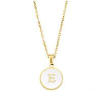 Collar personalizado con inicial chapado en oro con revestimiento epoxi brillante, joyería personalizada del alfabeto 41 cm (E-)