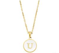Collar personalizado con inicial chapado en oro con revestimiento epoxi brillante, joyería personalizada del alfabeto, 41 cm (U)