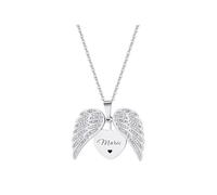 Collar personalizado con nombre de alas de ángel, colgante de corazón grabado personalizado, joyería de recuerdo conmemorativa para mujeres y hombres, regalo pensado para parejas, aniversario