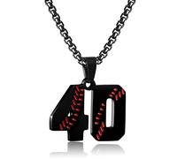Collar personalizado con números de béisbol para niños de 0 a 99 atletas, número de jersey de acero inoxidable, dije de equipo de béisbol, regalos de béisbol para hombres, Acero inoxidable, Sin gemas.
