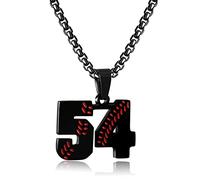 Collar personalizado con números de béisbol para niños de 0 a 99 atletas, número de jersey de acero inoxidable, dije de equipo de béisbol, regalos de béisbol para hombres, Acero inoxidable, Sin gemas.