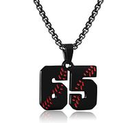 Collar personalizado con números de béisbol para niños de 0 a 99 atletas, número de jersey de acero inoxidable, dije de equipo de béisbol, regalos de béisbol para hombres, Acero inoxidable, Sin gemas.