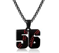 Collar personalizado con números de béisbol para niños de 0 a 99 atletas, número de jersey de acero inoxidable, dije de equipo de béisbol, regalos de béisbol para hombres, Acero inoxidable, Sin gemas.