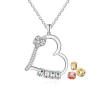 Collar personalizado con piedra natal para mujeres, regalos para mamá, 1 a 7 nombres, corazón, mamá, abuela, abuela, regalo para familia, cumpleaños, día de la madre, regalos de Navidad para mamá