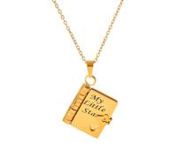 Collar personalizado con texto en inglés «My Little Star Book» para hija, collar de libro de estrella pequeña, 6 páginas de libros de información grabados, collares con texto en inglés «My Incredible