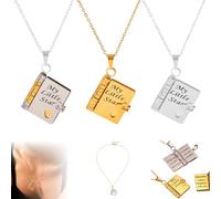 Collar personalizado con texto en inglés "My Little Star, collares de libros ajustables que se pueden abrir, collar de libro de mi hija increíble de mamá", 3pcs