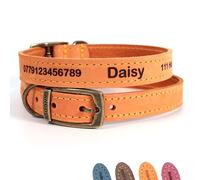 Collar Personalizado de Cuero para Perros + Correa Opcional | Grabado con láser - Bronceado, tamaño 5