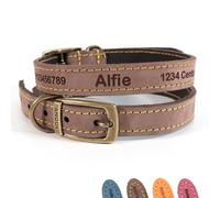 Collar Personalizado de Cuero para Perros + Correa Opcional | Grabado con láser - Marrón, tamaño 7
