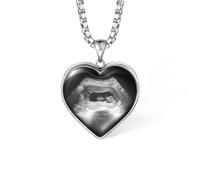 Collar personalizado de ecografía de bebé con forma de corazón, colgante con foto y texto personalizados, recuerdo de ecografía para recién nacidos, joyería de condolencias por aborto espontáneo.
