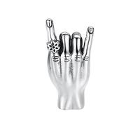 Collar personalizado de hip hop punk con colgante de gesto de rock and roll en plata de ley S925 para hombre