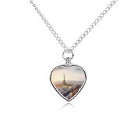 Collar personalizado de urna para mascotas, acero de titanio, vista aérea del paisaje urbano de París, joyería de cremación con kit de embudo, collar conmemorativo, regalo de recuerdo, colgante de