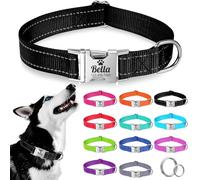 Collar personalizado para perros - Ajustable y reflectante, de nylon resistente con grabado láser del nombre, dirección y número de teléfono, adecuado para perros y gatos de tamaño pequeño, mediano y