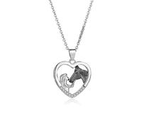 Collar Plata para Niñas y Amantes de Caballos - Corazón Colgante de Caballo - Regalo de Joyería para Mujeres, Novias, Esposas, Madres e Hijas.Regalo para Cualquier Ocasión.