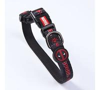 Collar Premium para Perros de Deadpool - Color Negro y Rojo - Talla S-M - Cierre Rápido de Click - Detalles en 3D - Collar de Perro Elaborado en Poliéster - Producto Original Diseñado en España