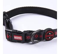 Collar Premium para Perros de Deadpool - Color Negro y Rojo - Talla XXS-XS - Cierre Rápido de Click - Detalles en 3D - Collar de Perro Elaborado en Poliéster - Producto Original Diseñado en España