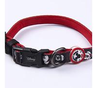 Collar Premium para Perros de Mickey Mouse - Color Negro y Rojo - Talla M-L - Cierre Rápido de Click - Detalles en 3D - Collar de Perro Elaborado en Poliéster - Producto Original Diseñado en España