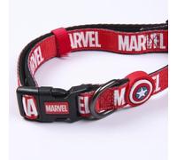 Collar Premium Perros de Marvel - Color Negro, Rojo y Blanco - Talla XS-S - Cierre Rápido de Click - Detalles en 3D - Collar de Perro Elaborado en Poliéster - Producto Original Diseñado en España