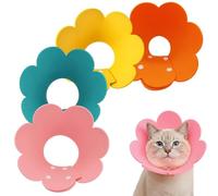 Collar protector para gatos, 4 unidades de 22 - 28 cm, ajustable, suave y transpirable, collar antimordeduras para la curación de heridas, collar de gato para gatos pequeños (girasol)