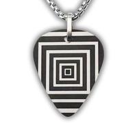 Collar Púa de Guitarra Acero Inoxidable 316L | Diseño Hipnosis | Hipoalergénico | Hecho en España | Cadena 50 cm | Púas de Plata (Tropical)